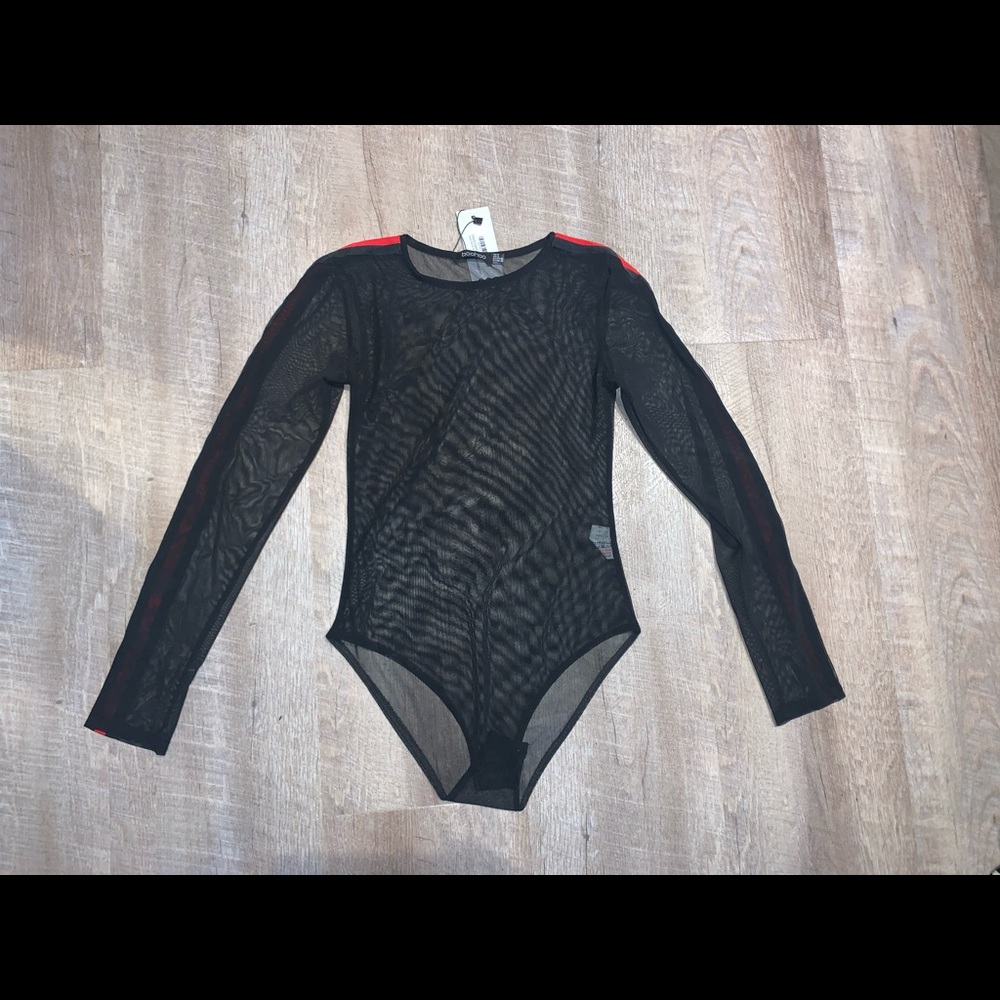 Sheer striped bodysuit